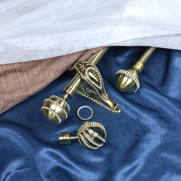 Classic Luxury Style Curtain Rod Set With Diamond And Customized Size For Interior Decoration