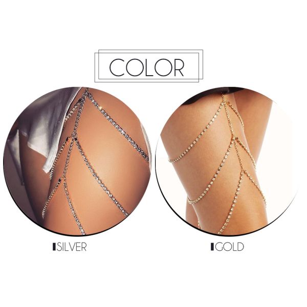 Waist Beads Body Jewelry Leg Chain Hot Shinning Rhinestone Wholesale Sexy Women Casual Gift Silver Gold Jewellery