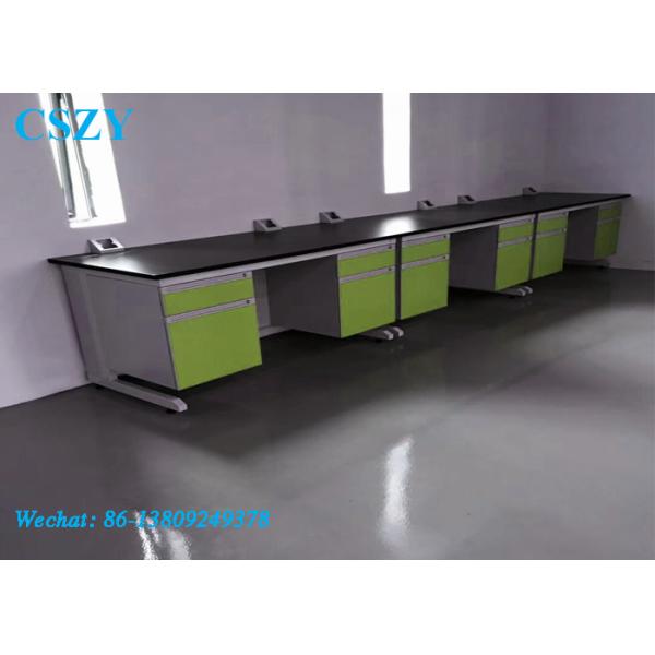 C-Frame Wood Steel Chemical Laboratory Wall Bench With Epoxy Resin Top