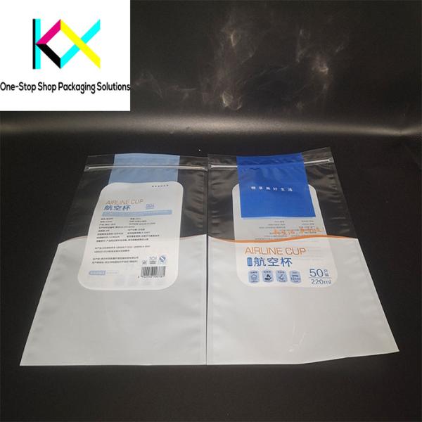 3 Side Seal Flat Pouch Commodity Packaging With Zipper For Plastic Cup
