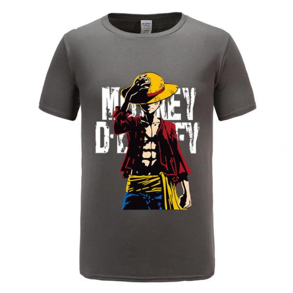Casual Luffy Character Anime Couple Shirts O Shaped Neck Anti Bacterial Breathable