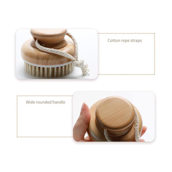 Abeis Corpo redondo seco escova de costas esfregar escova de chuveiro para esfoliação