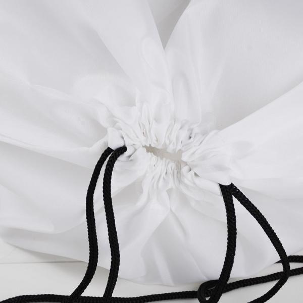 White Printed 210D Polyester PU Corner Drawstring Packaging Bags