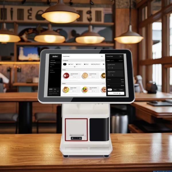 Fast Food POS System 15.6 All in One Touch Screen Cash Register Kitchen Display System Order Printer NFC QR Payment Terminal