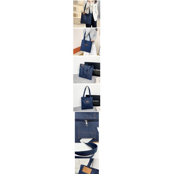 Wholesale Denim Shoulder Bags for Women Casual Korean-Style Tote Bags Handbags for Tutoring Classes Available with LOGO
