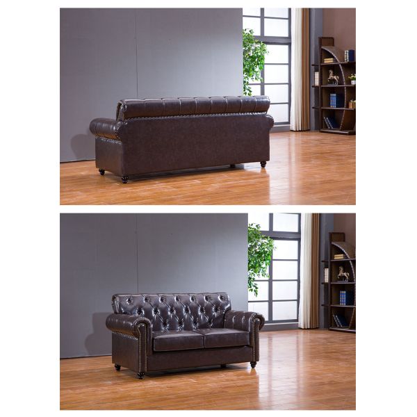Nidea #8945 American Genuine Leather Sofa Set Sponge Filled Luxury Furniture for Hotel and Villa Living Room