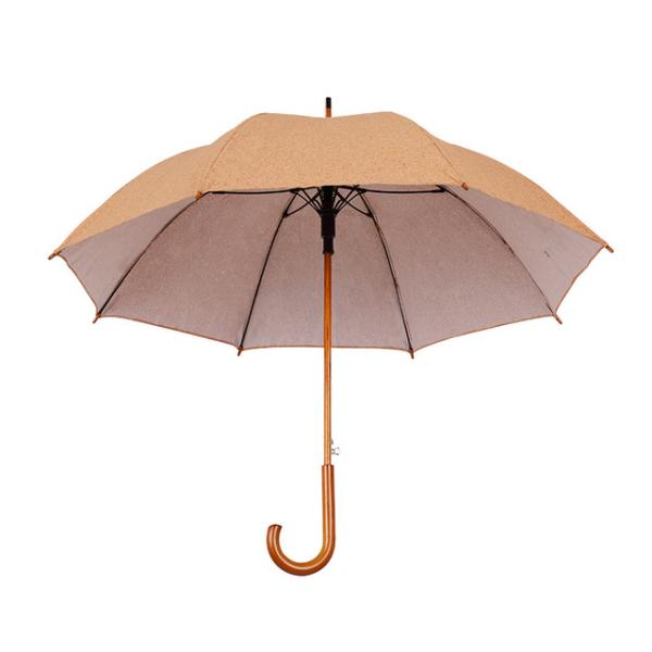 Eco-Friendly Protection Cork Umbrella with Wooden Shaft and Handle 105cm Open Diameter