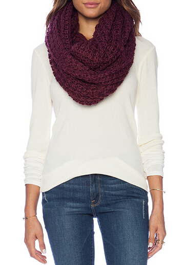 LADY WOOL FASHIONABLE KNITTED INFINITY SCARF