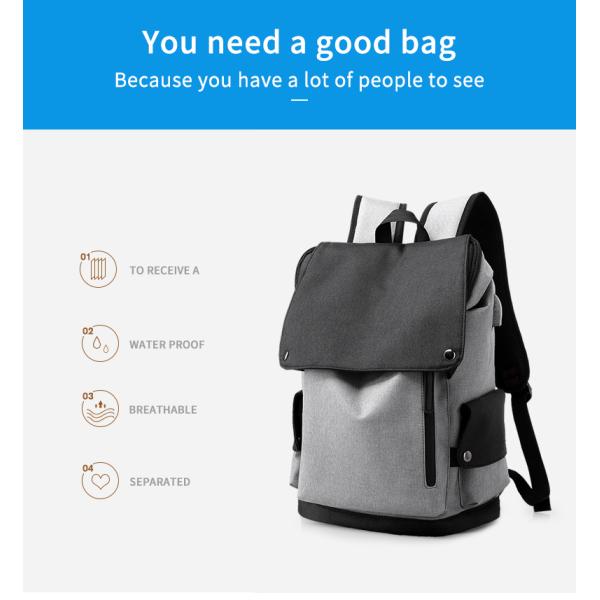 Factory wholesale OEM custom men travel anti theft waterproof fashion black laptop backpack bag school backpack