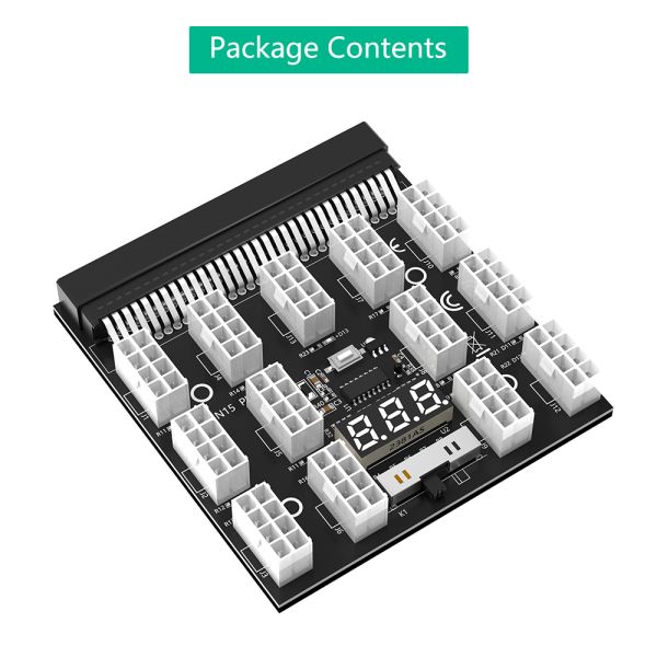 Upgrade Version ATX Power Supply Breakout Board with 1200W Power Support Digital Temperature and LED Voltage Display for Mining