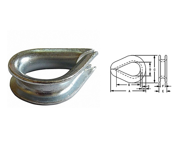 JTR-TE04 DIN 6899 Type B Galvanized Steel Wire Rope Thimble
