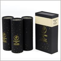 Caja redonda de papel impreso a medida con tapa ideal para regalos de vino y envases artesanales