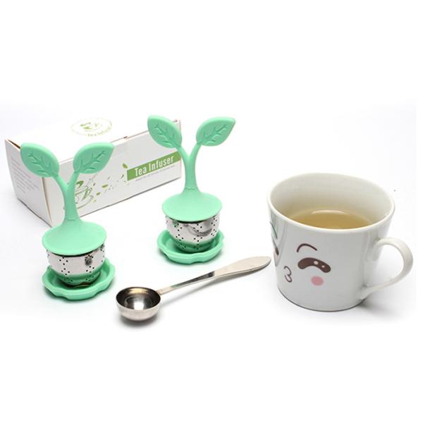 Silicone Sprout Hot Tea Bag Strainer With Basket Fine Hole Mesh SGS hot tea strainer