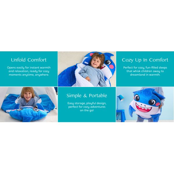 Shark Toddler Nap Mat for Kids Ages 3+  for Preschool with Pillow & Blanket