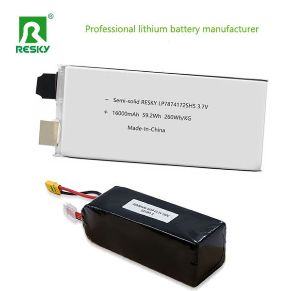 Semi-solid High Rate RC Lipo Battery 16000mAh with 260Wh/kg Energy Density and 5C Discharge for RC UAV