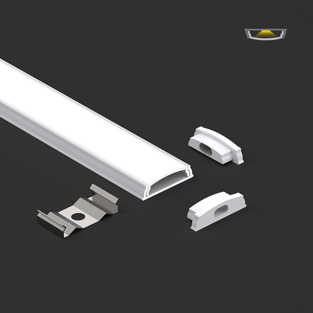 6063 T5 Aluminum LED Profile with Sandblasting Oxidation for LED Strips up to 12mm Width