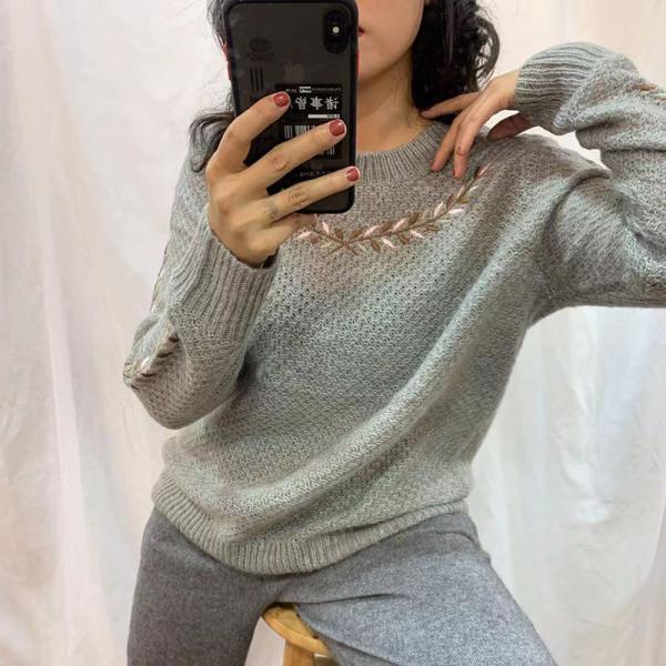 Stockpapa Ladies Loose Knitted Sweater Pullover Long Women Sweater