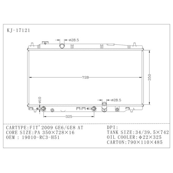 Aluminum Auto Honda Aluminum Radiators FIT ' 2009 GE6 / GE8 PA16 / AT