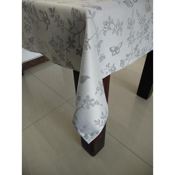 Hot selling products-100% Polyester Jacquard table cloth with butterfly design