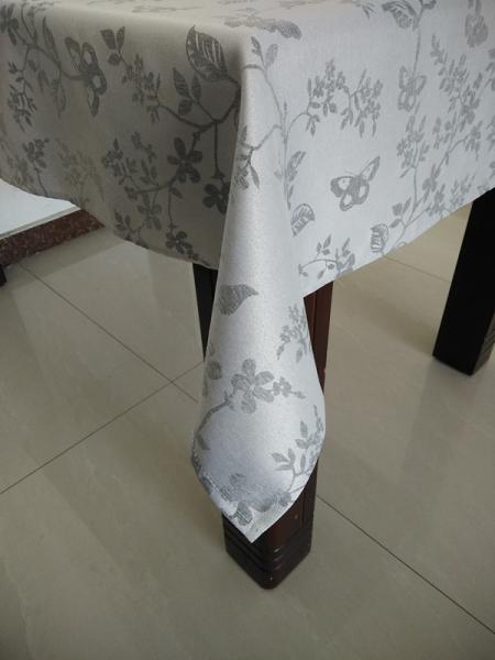 Hot selling products-100% Polyester Jacquard table cloth with butterfly design