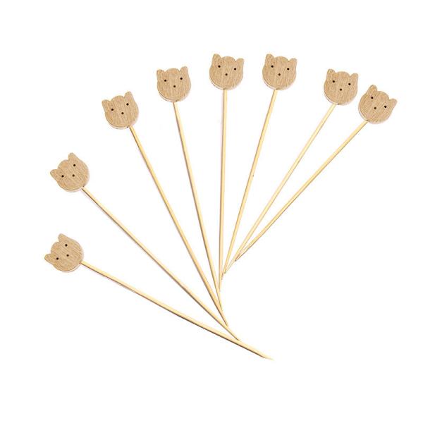 Customized Logo Flower Picks Disposable Fruit Forks and Cocktail Picks for Wine Tasting