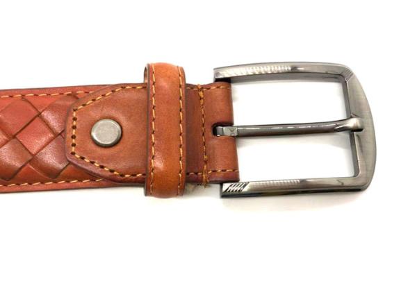 Handmade Braided Brown 3.8cm Mens Casual Leather Belt