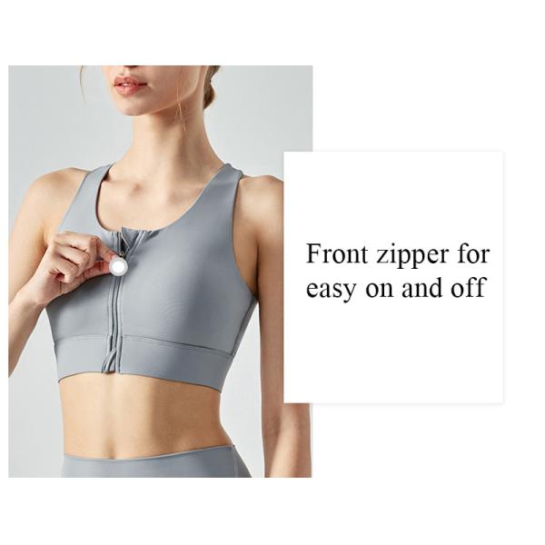 Front Middle Zipper women Yoga Bra High Strength Female Nude Lining Sports Bra