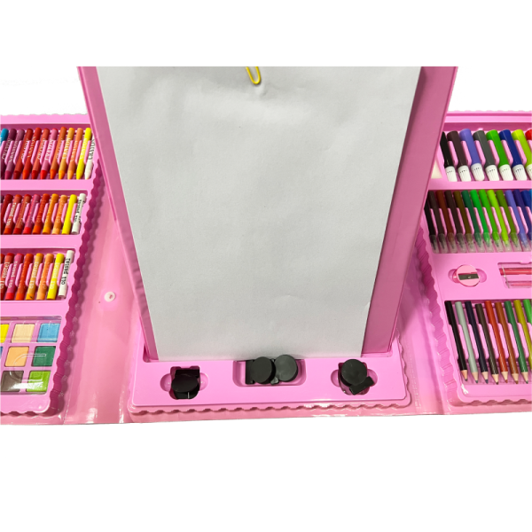 Factory Price 208PCS Non-Toxic Kids Plastic Case Easel Kids Drawing Art Set