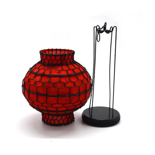 Vintage Cloth Metal Chinese Red Silk Lanterns for Traditional Chinese Style
