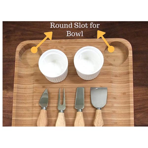 Antibacterial Bamboo Cheese Board With Knives Wood Charcuterie Platter & Meat Server