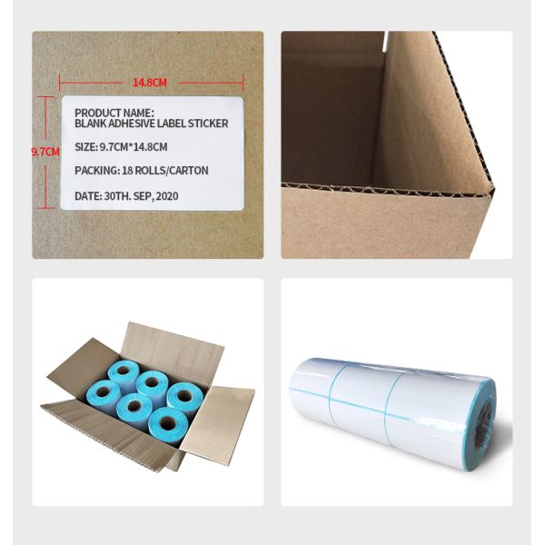 Pressure Sensitive Glassine Thermal Label Roll / Fanfold White / Yellow / Blue
