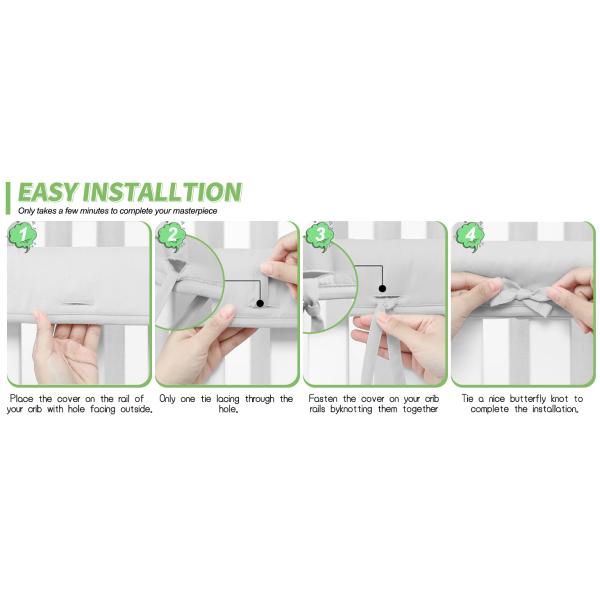 Juego de 4 piezas de funda protectora para barandilla de cama de bebé de poliéster morado