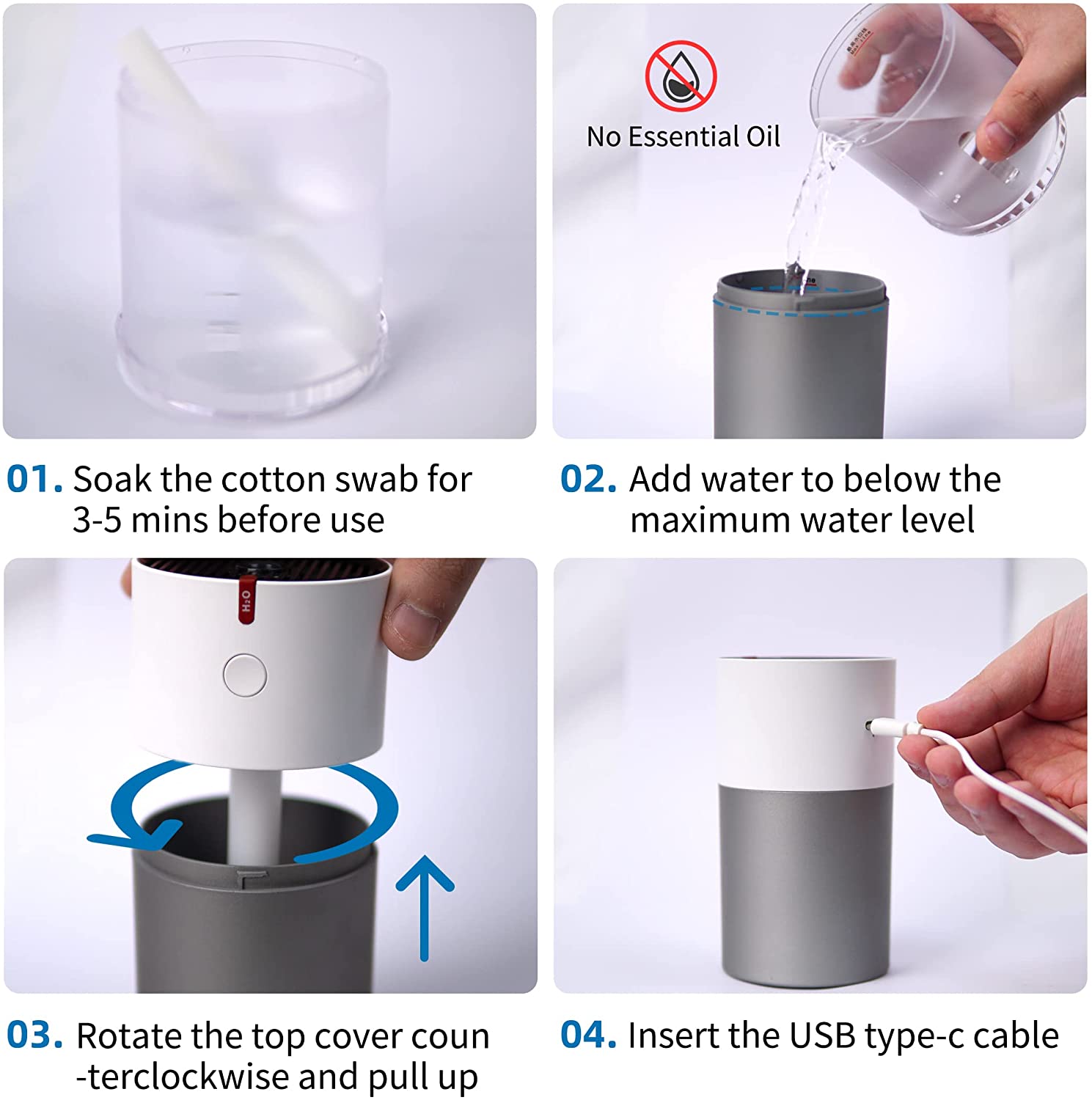 Портативные тихие настольные увлажнители увлажнителя воздуха 220ml USB мини небольшие домашние