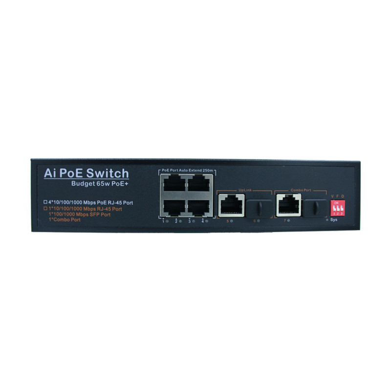 7 переключатель сети оптического волокна переключателя 65W POE порта гигабита промышленный автономный