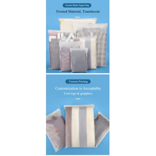 100pcs/Pack Custom Logo Matte Clothes Hoodies Ziplock PE Bags Zippers Bags for Garments Slider Frosted Zipper Plastic Bag