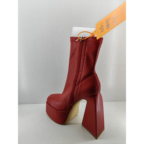 Женские красные кожаные ботинки высокие каблуки для случайных случаев