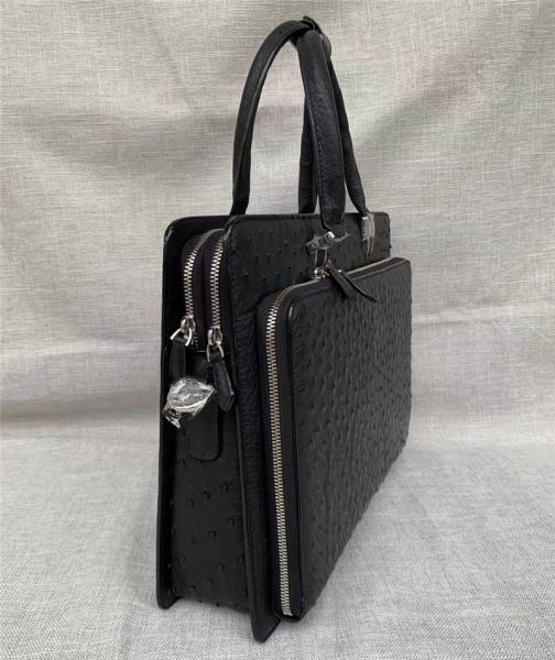 Authentic Real Ostrich Skin Men's Large Briefcase Laptop Purse Bag Genuine Exotic Leather Male Working Portfolio Handbag