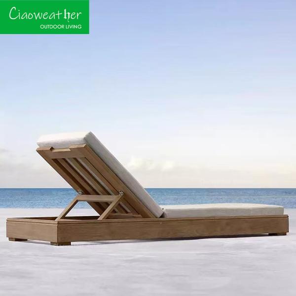 Modern Outdoor Furniture Beach Wood Sun Lounger Perfect for Hotel Patio Pool Chaise Lounge