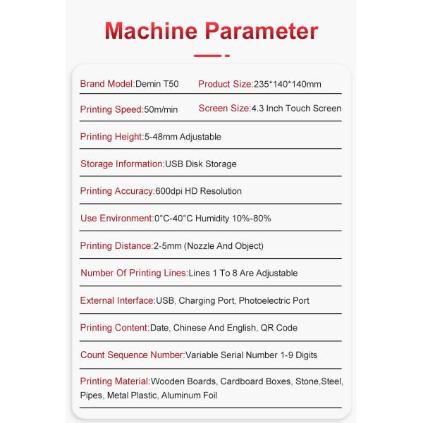 T50 Factory Price Handheld Inkjet Printer Large Format Printer for Expiry Date Image Text Coding Machines Smart logo Printer