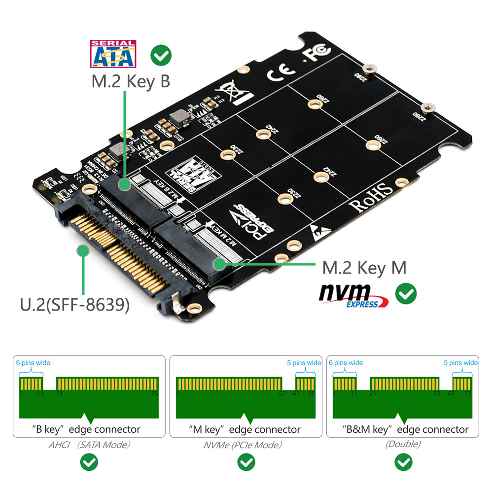 SSD M.2 к U.2 автобус U.2 SFF-8639 переходника M.2 NVMe SATA PCI e