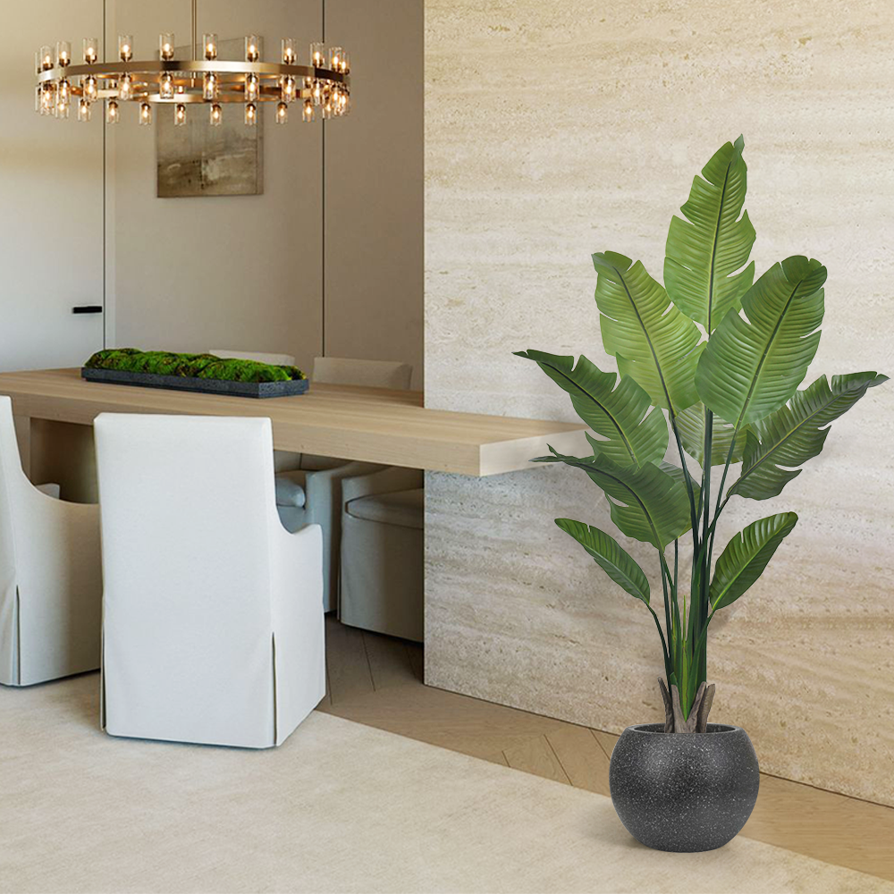 Haihong New Arrival Indoor Artificial Plants Realistic Bird Of Paradise Artificial Plant Tropical Palm Decoration Salon For Home