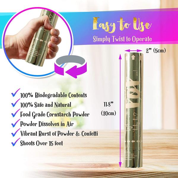 100% Biodegradable Confetti Powder Cannons Perfect for Gender Reveal Party Supplies