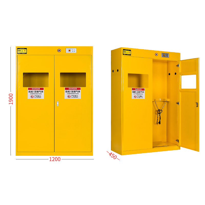 Yellow Flammable Gas Cylinder Storage Cabinet Explosion Proof Corrosion Proof Cylinder Safety Cabinet