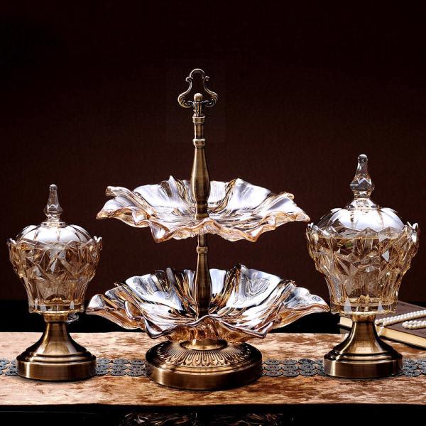 Luxury Decorative Handmade Bronze Glass Fruit Bowl
