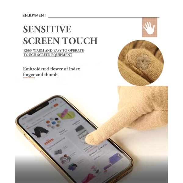 Moda 22x16cm a prueba de viento invierno al aire libre cálidos guantes térmicos de lana para mujer