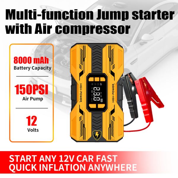 8000mAh Automobile Battery Jump Starter Pack Auto Shut Off Power Bank Motorcycle Tire Inflators Jump Starter