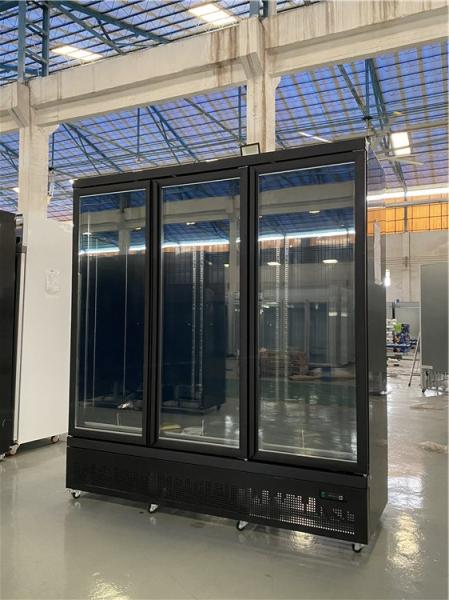 1500L Glass Door Fan Cooling Commercial Upright Showcase Fridge Supermarket Vertical Freezer