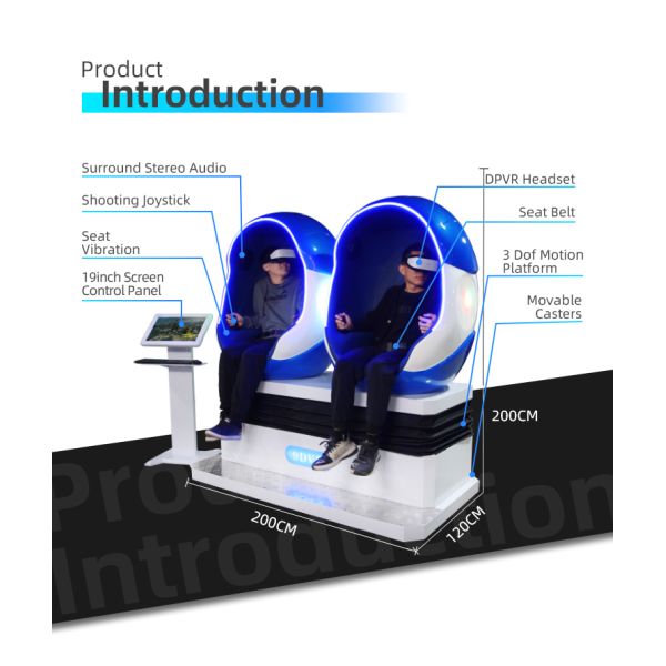 Easy Operation 2 Seat 9d Vr Cinema Egg Shape 9d Cinema Virtual Reality Chair For Theme Park/amusement Park