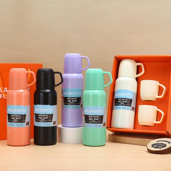 304 Stainless Steel Vacuum Insulated Bottle Set for Business Gift Box 3 Lids Included