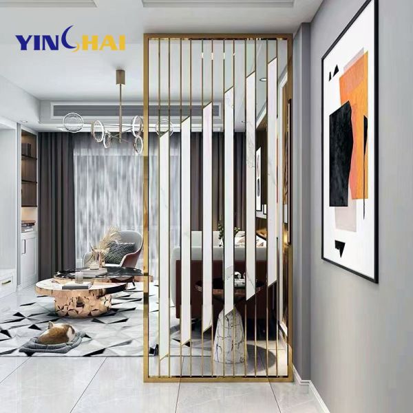 Modern Stainless Steel Screen Partition Decorative Gold Metal Room Divider For Bedroom